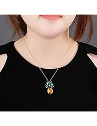 Pendientes de piña con esmeralda de color amarillo brillante y cristal vintage, para mujeres y niñas (pendientes de piña)