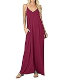 StyleDome Women's Summer Casual Plain Flowy Pockets Loose Beach Cami Maxi Dress Sundresses