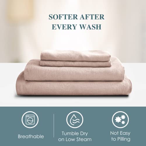 Sijo Premium Stone Washed 100 French Linen Bed Sheet Set, Small Batch