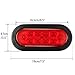 2Pcs 6 Inch Oval led Trailer Tail Lights Red 10 LED Flush Mount w Grommets and Pigtails Plugs Waterproof 12V Sealed Stop Tail Turn Brake Lights Marker Lights Boat Trailer RV Jeep Trucks