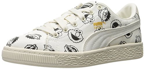 PUMA Kids' x Sesame Street Basket PS Sneaker, Star White-Star White, 13 M US Little Kid