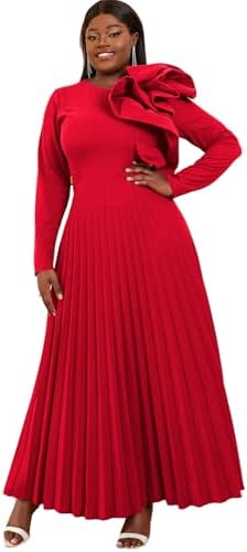 already made dresses for ladies ZESICA Women's Fall Long Sleeve Dresses 2026 Casual Crewneck Chiffon Swing Pleated A Line Cocktail Party Midi Dress,Plum,Small at Amazon Women's Clothing store