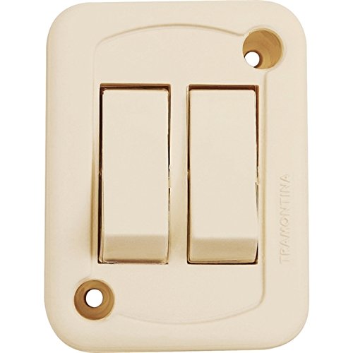 INTERRUPTOR 2 TECLAS SIMPLES PALHA 57400/116 TRAMONTINA - INTERRUPTOR 2 TECLAS SIMPLES PALHA 57400/116 TRAMONTINA