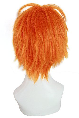 L-email Mens Short Straight Cosplay Wig Orange ML199 - Image 4