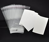 Housweety 100 Sets Ear Hooks Earring Display Cards 9cmx5cm W/ Self Adhesive Bags 15cmx6cm
