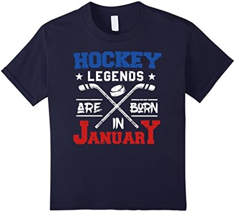 Kids Hockey Legends Are Born In January Birthday T-shirt 6 Navy