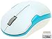 SHHHMOUSE Wireless Silent Noiseless Clickless Mobile Optical Mouse with USB Receiver and Batteries Included, Portable and Compact (White/Turquoise Blue)