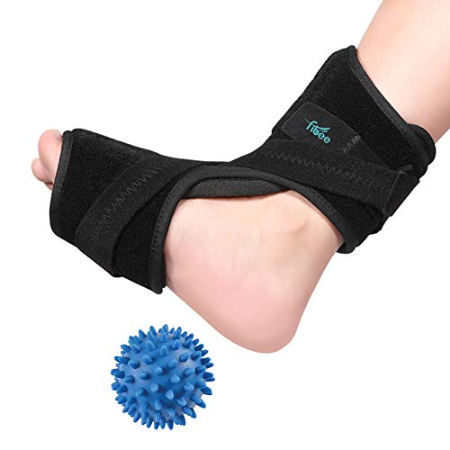 Plantar Fasciitis Night Splint Foot Drop Orthotic Supports Kit, Adjustable Dorsal Night Splint Support Sleep, Recovery, Tendonitis, Arthritis with Hard Spiky Massage Ball for Women and Men