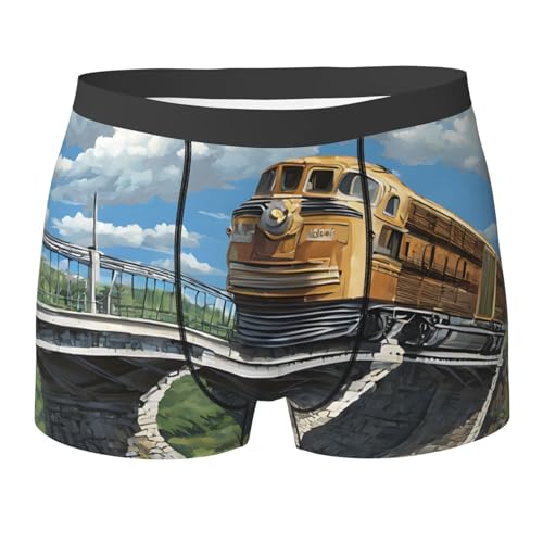SYHEART Steam Train Print Men'S Boxer Briefs With Elastic Comfort Fit Design For All-Day Wear