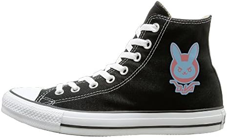 Jajade Men &amp; Women DVA LOGO Over First-person Shooter Video Game Watch High Top Sneakers Canvas Shoes Fashion Sneakers Shoes Casual Style 37 Black