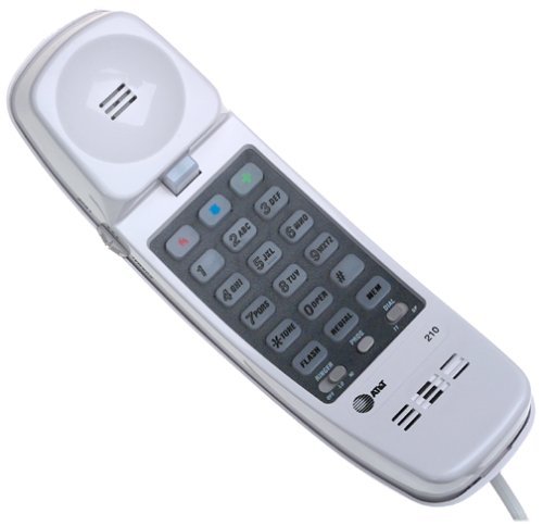 AT&T 210 Basic Trimline Corded Phone, No AC Power Required, Wall-Mountable, White (Renewed)