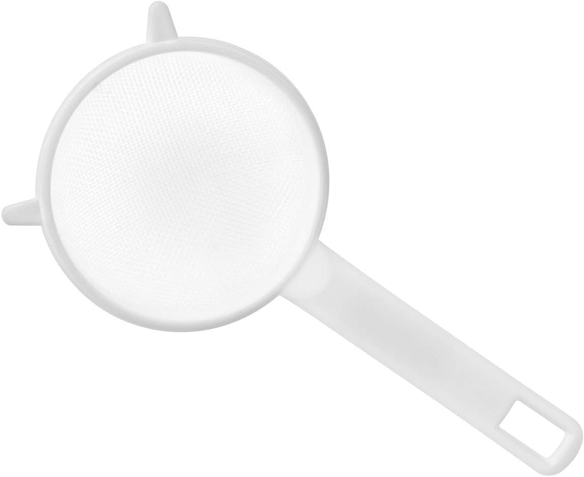 Chef Aid 7cm Wide Nylon Mesh Plastic Strainer in White-Ideal for Draining, Straining, and Washing, Fruits, Vegetables, Salads and More- BPA FREE, Dishwasher Safe