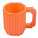 Brick Mugs Fubarbar 12 oz Coffee Cups Funny Tea Mug Beverage Cup Built-on Building Bricks enjoy Creative Time (Orange.)