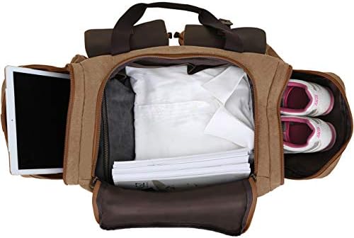 wowbox duffle bag weekender bag for men genuine leather canvas travel overnight