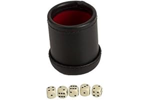 CHH 4" Deluxe Dice Cup with 5 Standard Dice, Black/Cream Color