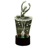 3D Illusion Lamp Novelty Optical Led Light 7 Colors Change Ballet Dancer Girl Light Touch Switch Table Desk Lamps for Kids Bedroom Birthday Christmas Gifts