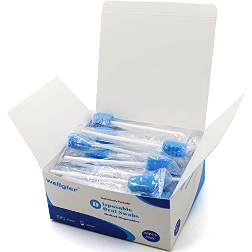 Disposable Unflavored Oral Care Sponge Swabs, Tooth Shape Blue (50 Count) - Thumbnail 7