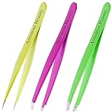 Tweezers for Eyebrows Set of 3 Includes Professional Stainless Steel Pointed, Slant & Straight All In A Travel Pouch- The Best Precision Eyebrow Tweezers