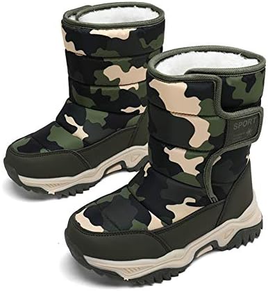 Kinddog スノーブーツ キッズブーツ 子供 男の子 女の子 長靴 雪用 防水 防寒 保暖 裏ボア 暖かい 裏起毛 雪遊び 通学 外出 ベルクロ 迷彩柄 プレゼント クリスマス