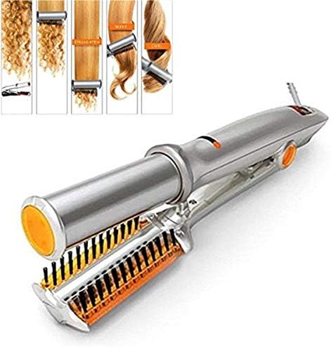 II Generation Hair Straightener & Curler, Multi-Functional 2 In 1 Constant Temperature Rotating Iron Hot Brush Hairdressing Tool,Yellow