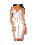 Whoinshop Women's Rayon Strappy Bodycon Bandage Evening Dress Pink M