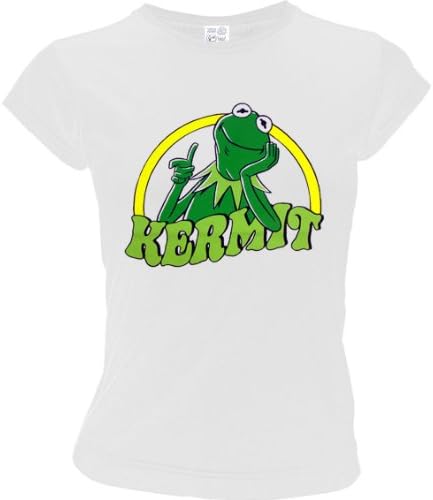 MUPPETS The Muppet Show Retro Women'S T-Shirt KERMIT SMART White-Size: S