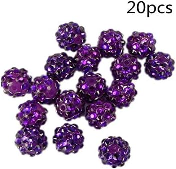 OJ Santos Drill Ball, Beads Charm Resin Round Ball for Women Girls DIY Bracelet Jewelry Making 10mm 20PCS Purple