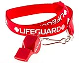 BLARIX Lifeguard Whistle and Lanyard with Print (Red and Red)