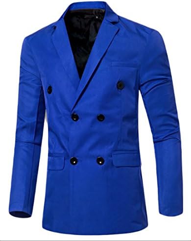 GRMO Men's Double-breasted Notch Lapel Patch Blazer Jacket Royal blue US XL