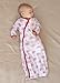 Cambria Baby 100% Organic Kimono Gowns. Side Snaps with Built in Mitts. (0-3 Months, Pink Floral Arrows and Hearts)