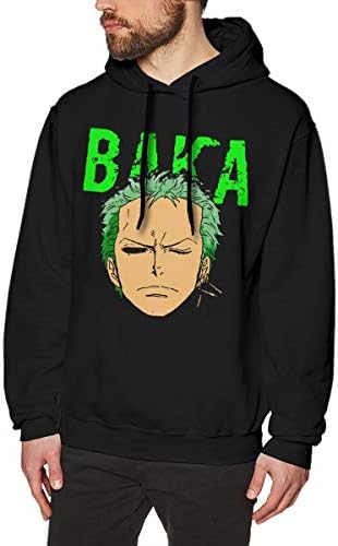 WeareBy ONE Piece Roronoa Zoro Men Casual Hoodie Sweatshirt with Drawstring Black