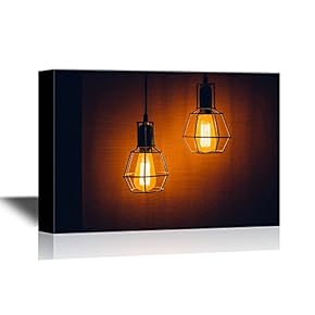 Canvas Wall Art - Glowing Light Bulbs at The Darkness - Gallery Wrap Modern Home Art | Ready to Hang - 12x18 inches