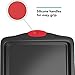 Vremi 3 Piece Nonstick Baking Sheets Set - Professional Non Stick Oven Tray Set for Baking - Non-Toxic Rimmed Carbon Steel Baking Pans Cookie Sheets with Wide BPA Free Red Silicone Handles