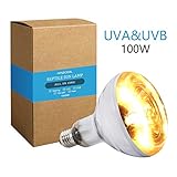 AMZCOOL UVB and UVA Reptile Heat Lamp Bulb Truly Sun-Like Bright Heat for Reptiles, Amphibian and Birds (100 W)