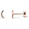 PAVOI 14K Gold Plated 925 Sterling Silver Posts Pair of Flat Back Stud Earrings for Women | Cartilage Helix Piercing | Heart Moon Snake Butterfly Earring