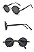 ZOGEEN Polarized Steampunk Round Sunglasses for Men Women Mirrored Lens Metal Frame S2671 (Black)