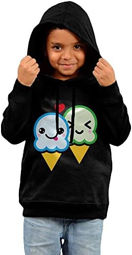 Baby Boys Girls Lovely Ice Cream Black Cotton Block Hoodie For Children