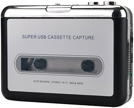 Portable Super USB Cassette Capture Cassette Tape to MP3 Converter and Player with Headphones Auto-Reverse Function Software Play as Walkman
