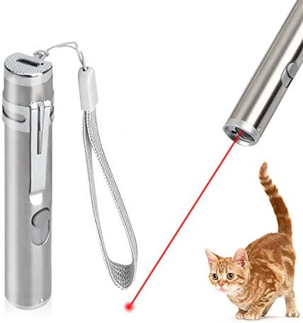 Laser Pointer, AOJOYS Cat Chaser Toy Red Laser Pointer with Flashlight USB Rechargeable Interactive Cat Kitten Teaser Catcher Exerciser Training Tool 