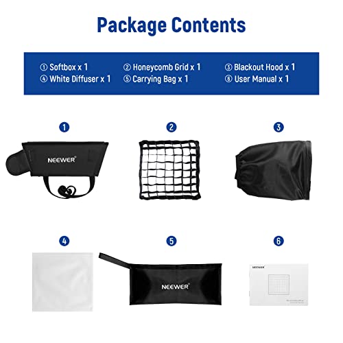 NEEWER12,2"x11,4"Plegable Softbox Difusor con Grid y Bolsa para NL660/SNL660/RGB660/RGB660 Pro/RGB660 PRO II LED Panel Luz Vídeo, Estudio Fotografía Retrato Fotografía YouTube Video Iluminación Suave