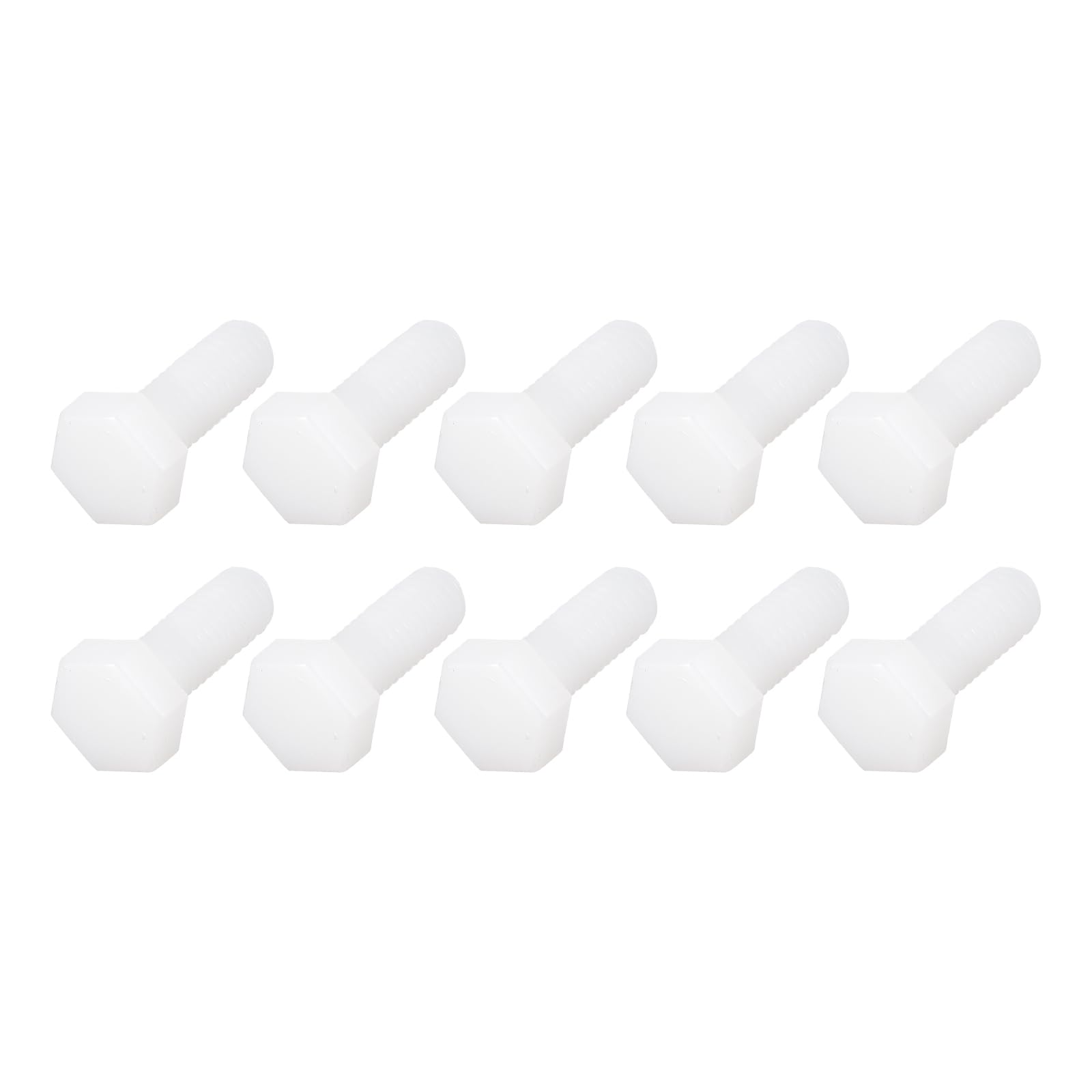 METALLIXITY Nylon Hex Bolts (M6-1x12mm) 50Pcs, Plastic Coarse Fully Threaded Metric Hex Head Cap Screw Bolt - for Various Industrial, White