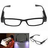 Unisex Black Full Frame LED Reading Glasses Hands Free Illumination Readers Glasses Presbyopia Lighted Magnifying Spectacle Anti-fatigue Presbyopic Eye Glasses Eyewear Night Book Reading +3.00