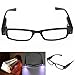 Unisex Black Full Frame LED Reading Glasses Hands Free Illumination Readers Glasses Presbyopia Lighted Magnifying Spectacle Anti-fatigue Presbyopic Eye Glasses Eyewear Night Book Reading +3.00