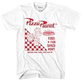 Disney Pixar Toy Story Pizza Planet Take Out Logo Disneyland World Tee Funny Humor Men's Graphic T-Shirt (White, Medium)