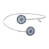 SENFAI turkey blue Evil Eye Bangle Jewelry For Women Bracelet Bangles Cuff ( silver)