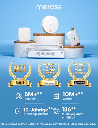 Meross Matte Smoke Detector Networked, Smart Fire Alarm WLAN with Dual Light Sensor, Fire Alarm with App Warning Message, Compatible with Home Assistant, HomeKit, Alexa, 33 mm, with MSH450 Hub, Pack