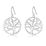 Highly Polished Sterling Silver Filigree Tree of Life Dangle Drop Earrings