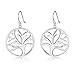 Sterling Silver Filigree Minimalist Tree of Life Dangle Drop Earrings For Sensitive Earrings By Renaissance Jewelry
