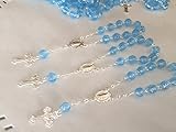 25 Pc Baptism Favors Mini Rosaries Blue with Silver Plated Accents/communion Favors Recuerditos De Bautismo/ Christening Favors/ Decenarios/ Decades/ Finger Rosaries