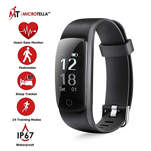 MICROTELLA Smart Fitness Tracker, Activity Watch Waterproof, Smart Band with Step Counter, Calorie Counter, Fit Bit Band, Fitness Tracker with Heart Rate Monitor for Android and iOS (Black)